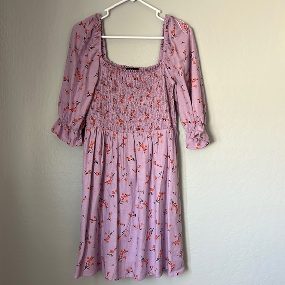 Mini Smocked Floral Dress in Lilac - Picture 5 of 10
